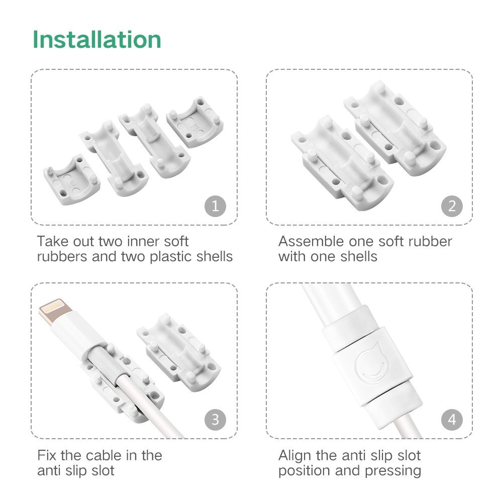 UGREEN 40705 Cable Protector USB Cable Saver Charging Cord Protector for Lightning / Micro USB / Type-C cables