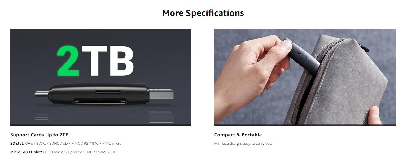 UGREEN 80191 SD Card Reader 2-In-1 USB 3.0 USB C Memory Card Reader OTG Card Adapter UGREEN 80191 SD Card Reader 2-In-1 USB 3.0 USB C Memory Card Reader OTG Card Adapter