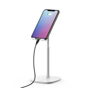UGREEN 80358ย Height Adjustable Desk Phone Holder (White) 45ยฐ Multi-Angle, Premium Aluminum Alloy Base - UTECH