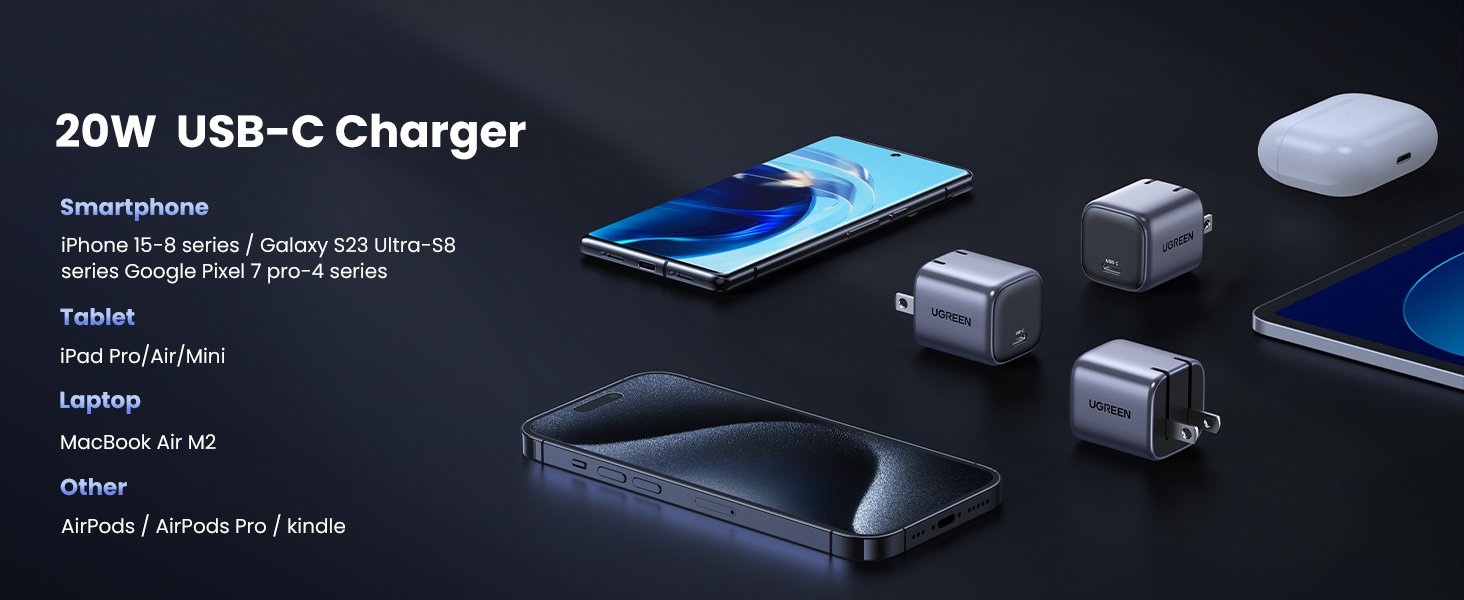 UGREEN 20W GaN Charger Price in Pakistan UGREEN 90664 Nexode 20W Foldable GaN Wall Charger - UTECH