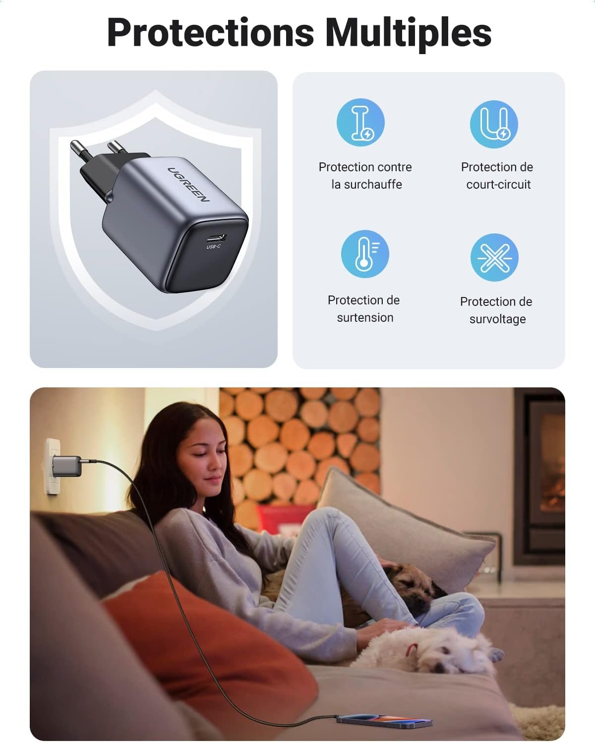 UGREEN 90664 Nexode 20W Foldable GaN Wall Charger - UTECH