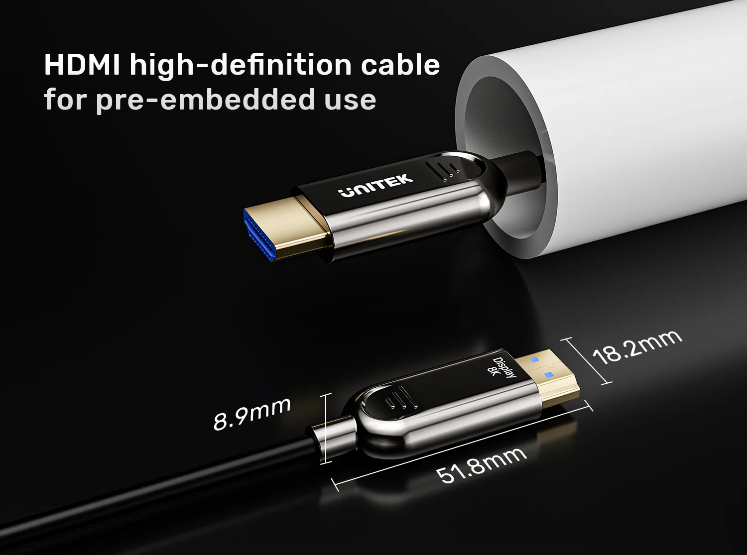 UNITEK C11085GY01-20M 8K Fiber Optic HDMI Cable UNITEK C11085GY01-20M 8K Fiber Optic HDMI 20 Meter - UTECH