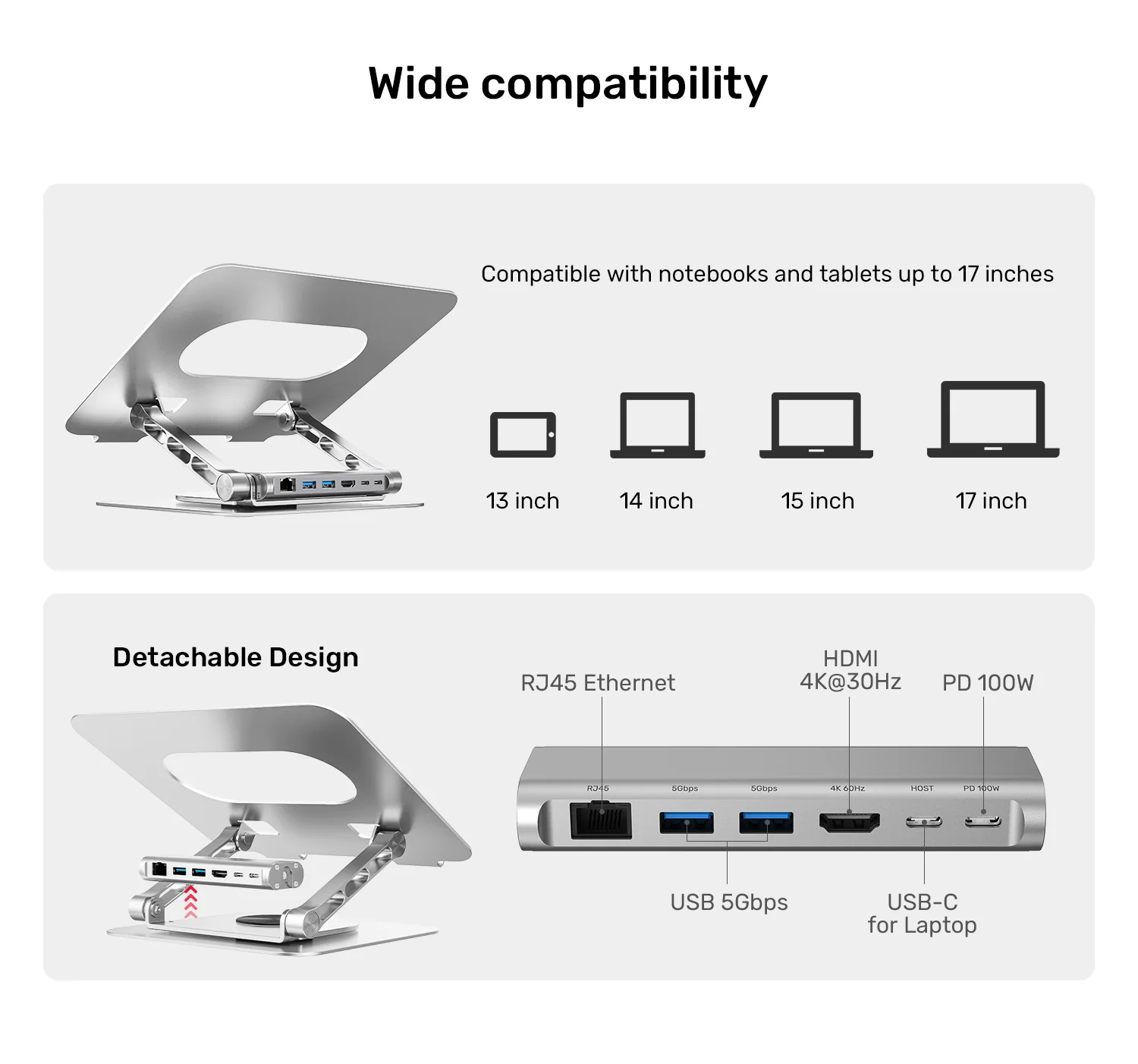 UNITEK Laptop Stand with Detachable USB-C Hub Price in Pakistan UNITEK D1109B01 Laptop Stand with Detachable USB-C Hub - UTECH