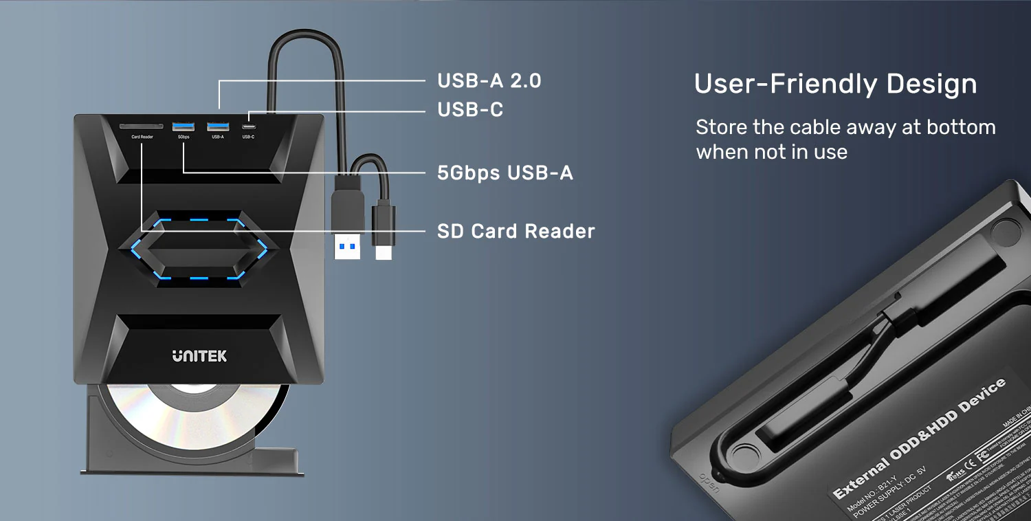 UNITEK External Optical Drive Price in Pakistan UNITEK T1037A01 External Optical Drive 5-in-1 Hub - UTECH