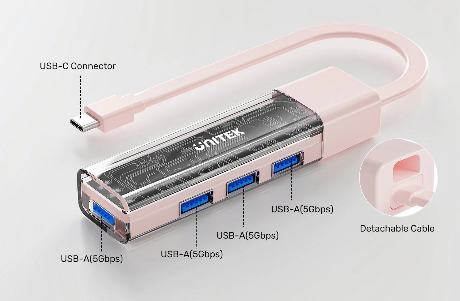 UNITEK H1319ACL01 4-Port USB-A Hub UNITEK H1319ACL01 4-Port USB-A Bi-Directional Hub - UTECH