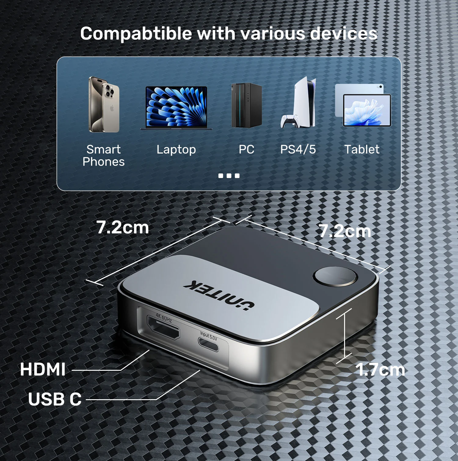 UNITEK V1162B01 Wireless Screen Mirroring Device UNITEK V1162B01 Wireless Screen Mirroring Device 4K - UTECH