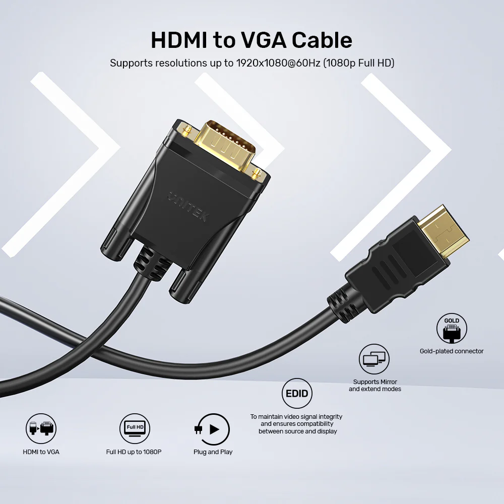UNITEK V1185A01 HDMI to VGA Cable 2 Meter 1080P - UTECH