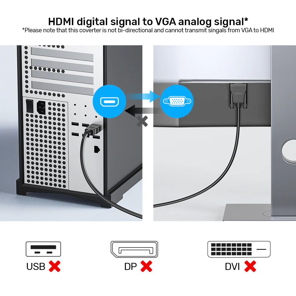 UNITEK V1185A01 HDMI to VGA Cable 2 Meter 1080P - UTECH