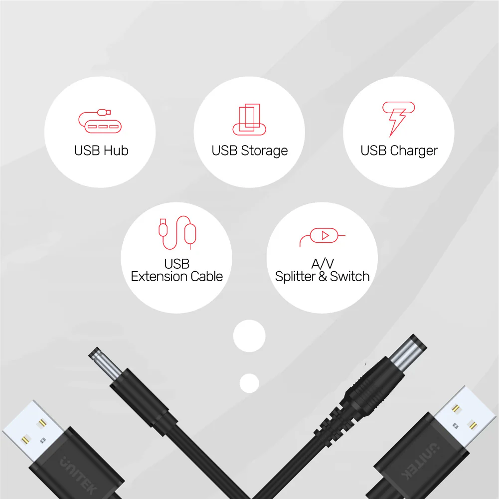 UNITEK Y-C495BK USB-A to DC Power Charging Cable - UTECH