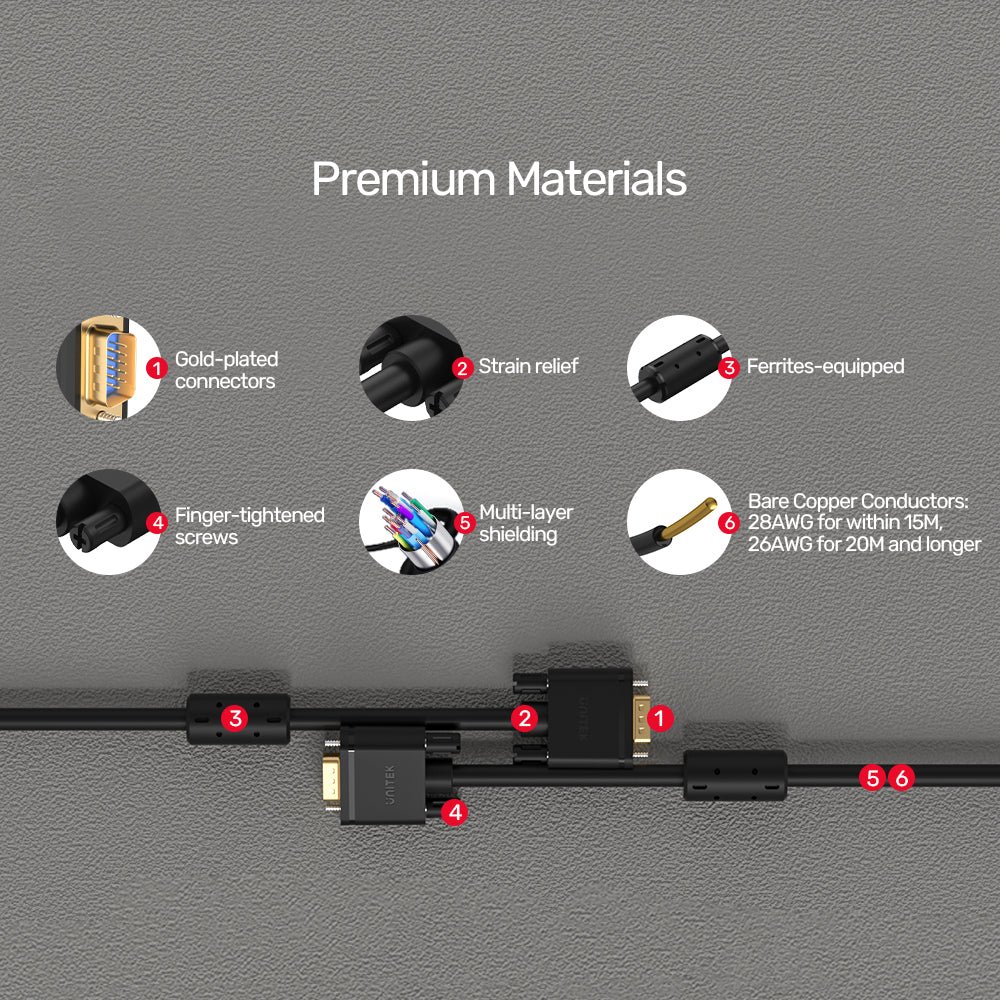 UNITEK Y-C506G VGA Monitor Cable 15 Pin 3 Meter - UTECH
