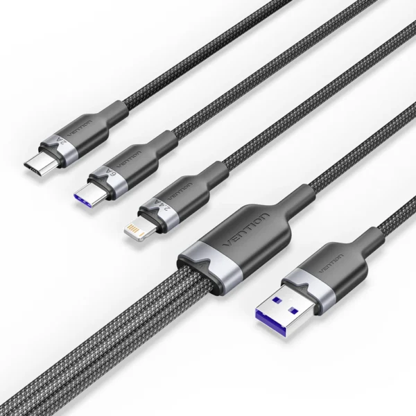 VENTION CTRBG 3-in-1 USB 2.0 Charging Cable 6A Fast Charging
