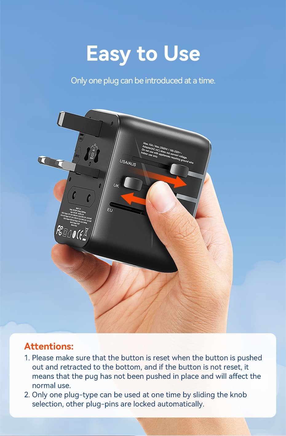 VENTION FJEB0 Universal Travel Adapter VENTION FJEB0 Universal Travel Adapter 3-Port USB - UTECH