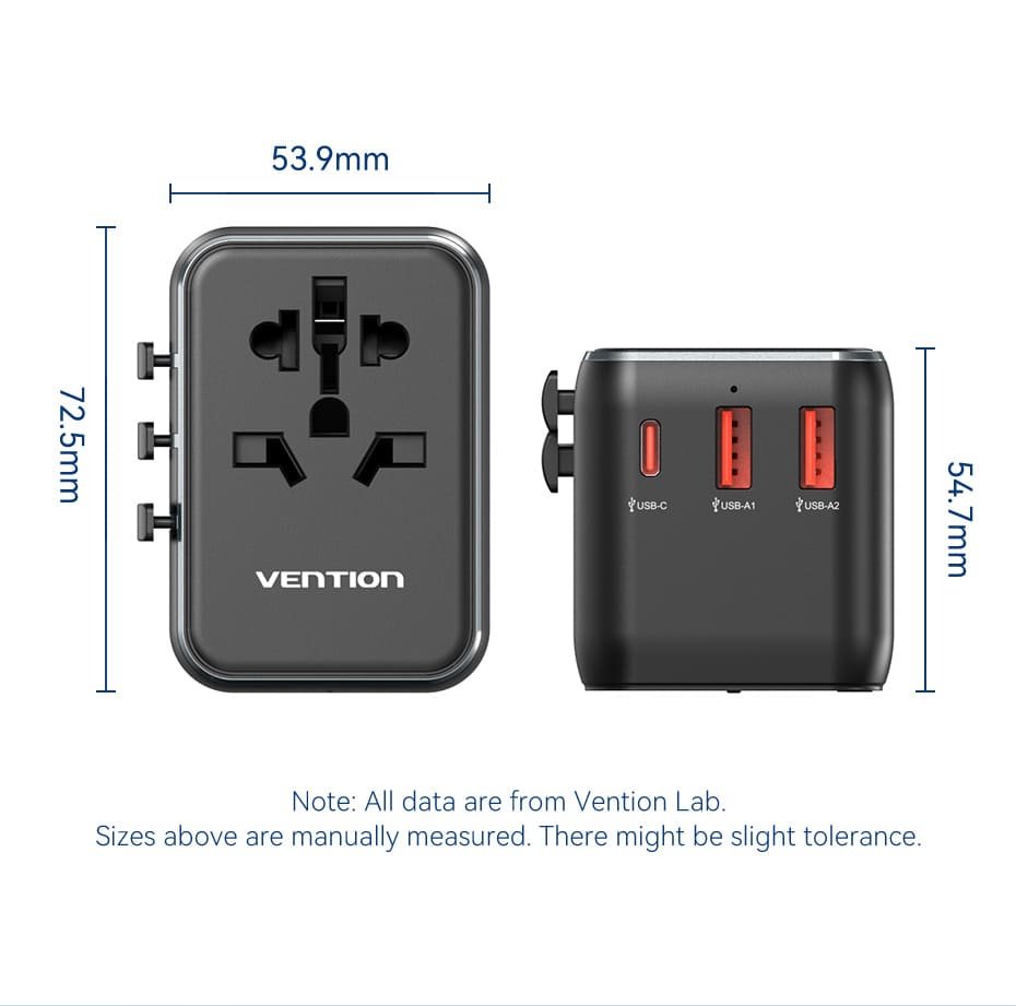 VENTION FJEB0 Universal Travel Adapter VENTION FJEB0 Universal Travel Adapter 3-Port USB - UTECH