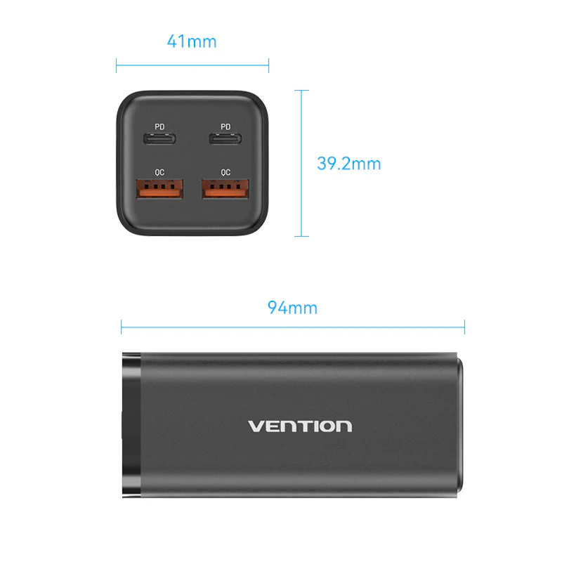 VENTION FBSBG-US 4-Port 100W GaN Desktop Charger - UTECH