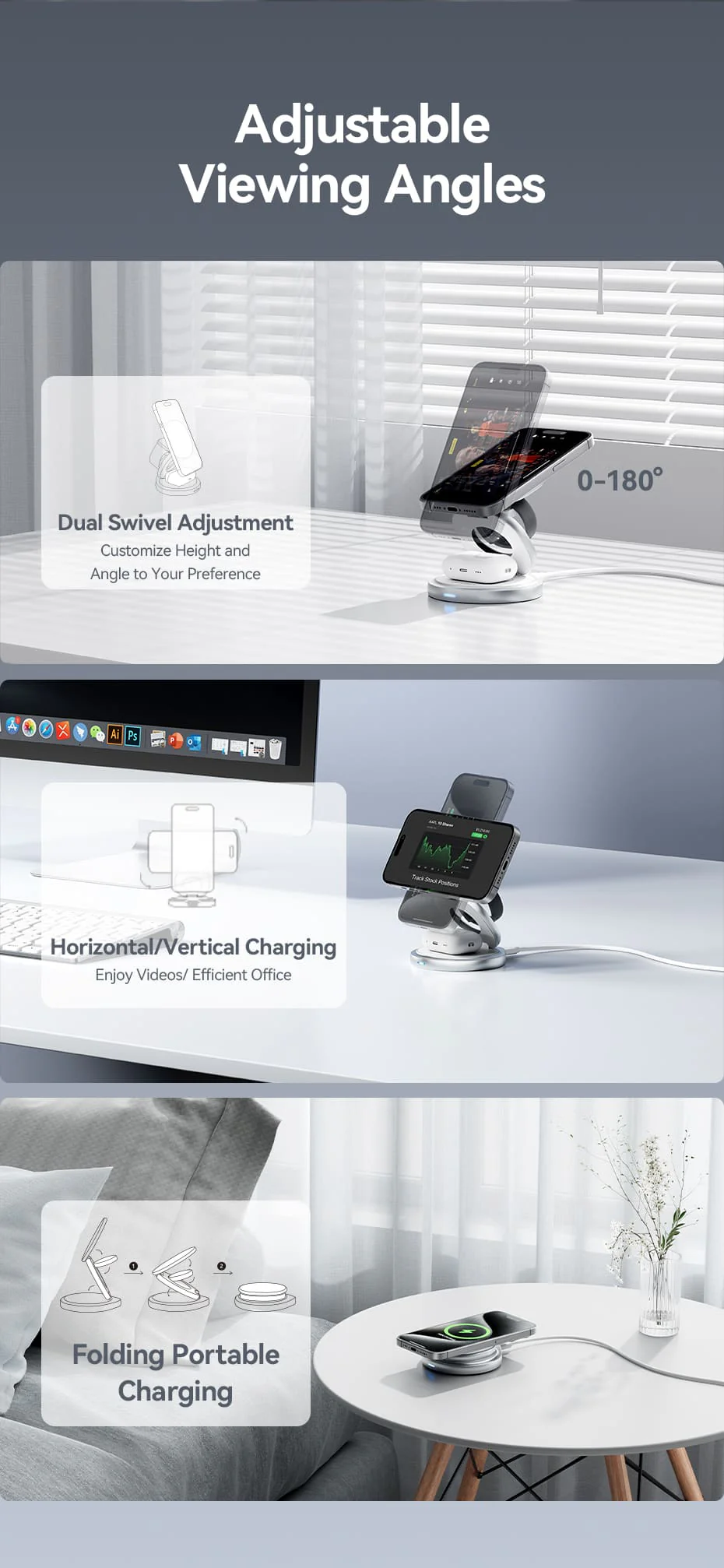 VENTION FGEI0 3-in-1 Wireless Charger Stand VENTION FGEI0 3-in-1 15W Wireless Charger Stand - UTECH