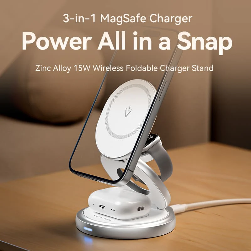 VENTION FGEI0 3-in-1 15W Wireless Charger Stand - UTECH