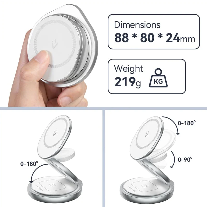 VENTION FGEI0 3-in-1 15W Wireless Charger Stand - UTECH