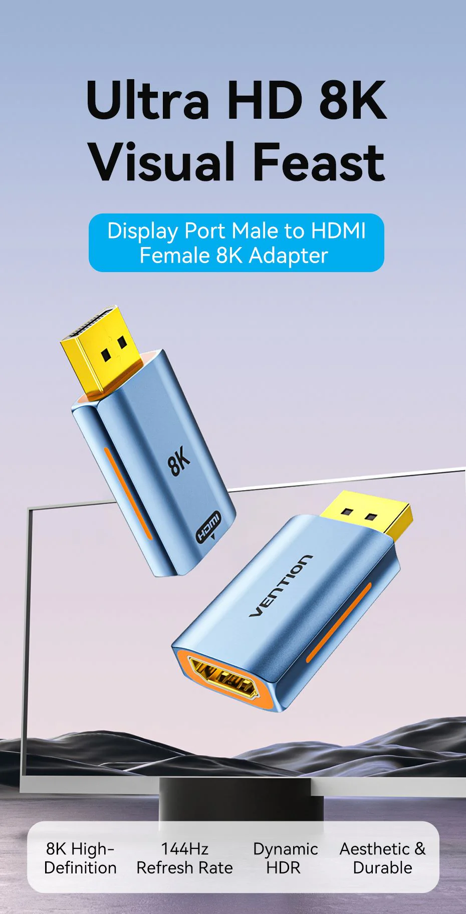 VENTION HFMH0 DisplayPort to HDMI 8K Adapter VENTION HFMH0 DisplayPort to HDMI 8K Adapter 4K 144Hz - UTECH