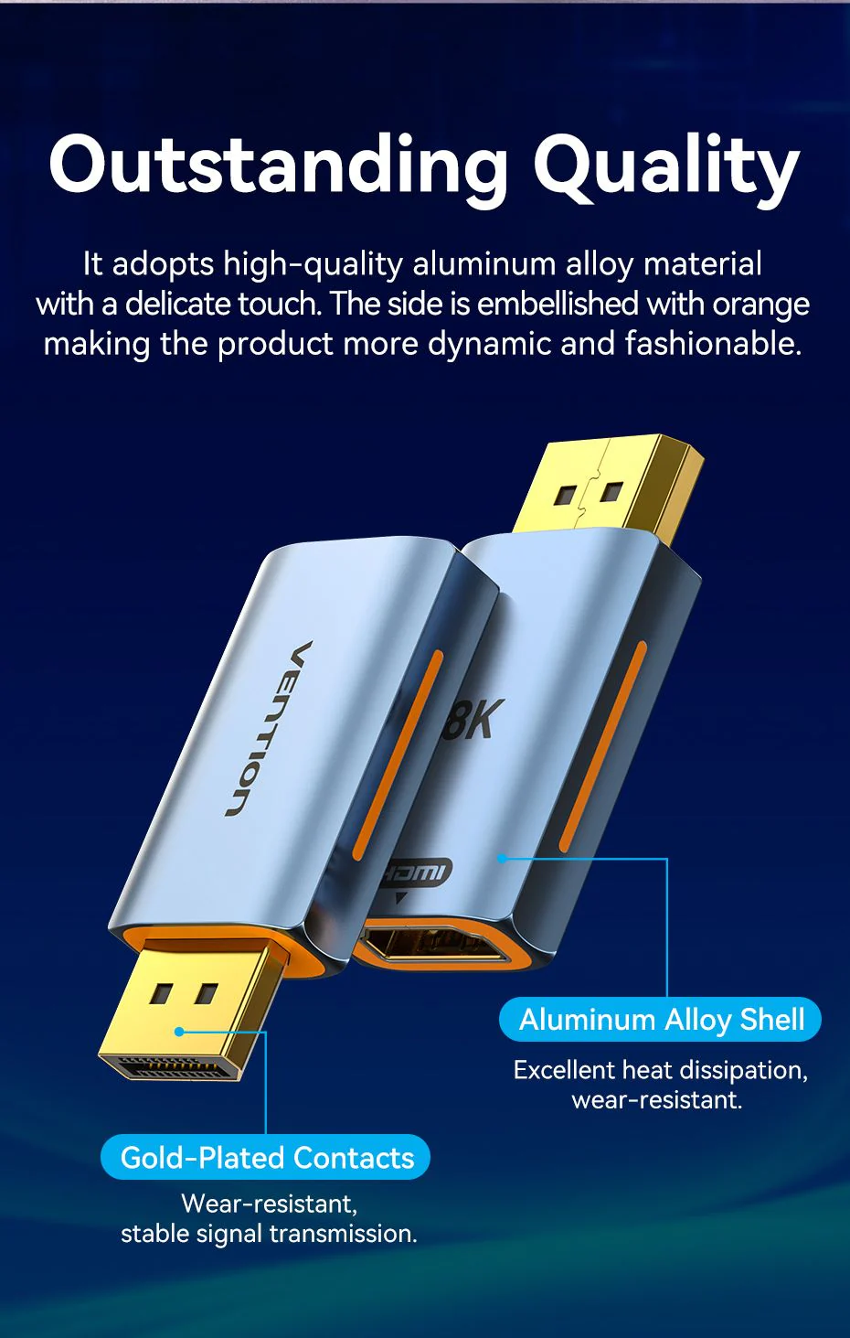 VENTION HFMH0 DisplayPort to HDMI 8K Adapter VENTION HFMH0 DisplayPort to HDMI 8K Adapter 4K 144Hz - UTECH