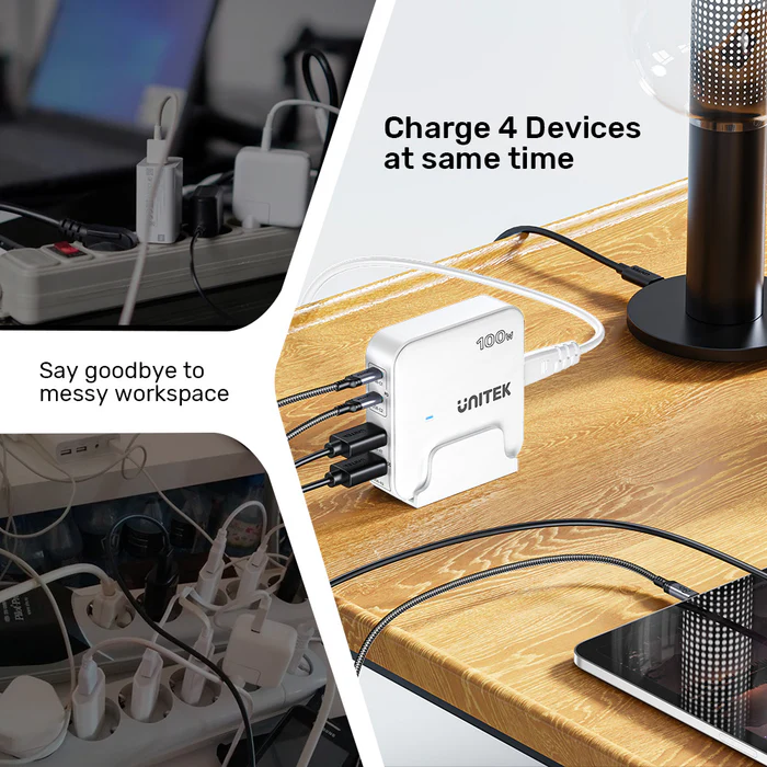 UNITEK P1229ABK01 100W 4-Port GaN Desktop Charger - UTECH