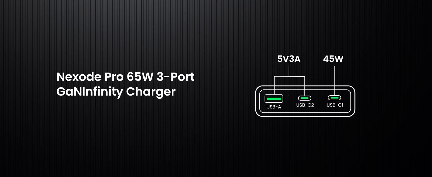 UGREEN 15816 Nexode Pro 65W GaN Charger UGREEN 15816 Nexode Pro 65W GaN 3-Port Charger - UTECH