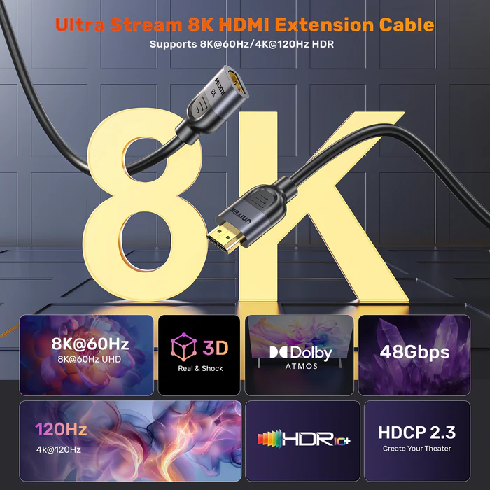 UNITEK C11091AGY01 8K HDMI Cable 3 Meter 48Gbps - UTECH