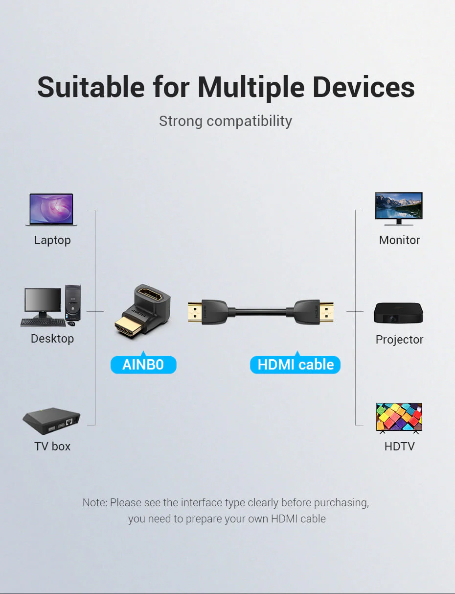VENTION AINB0 HDMI 270° Adapter VENTION AINB0 HDMI 270° Male to Female Adapter 4K - UTECH