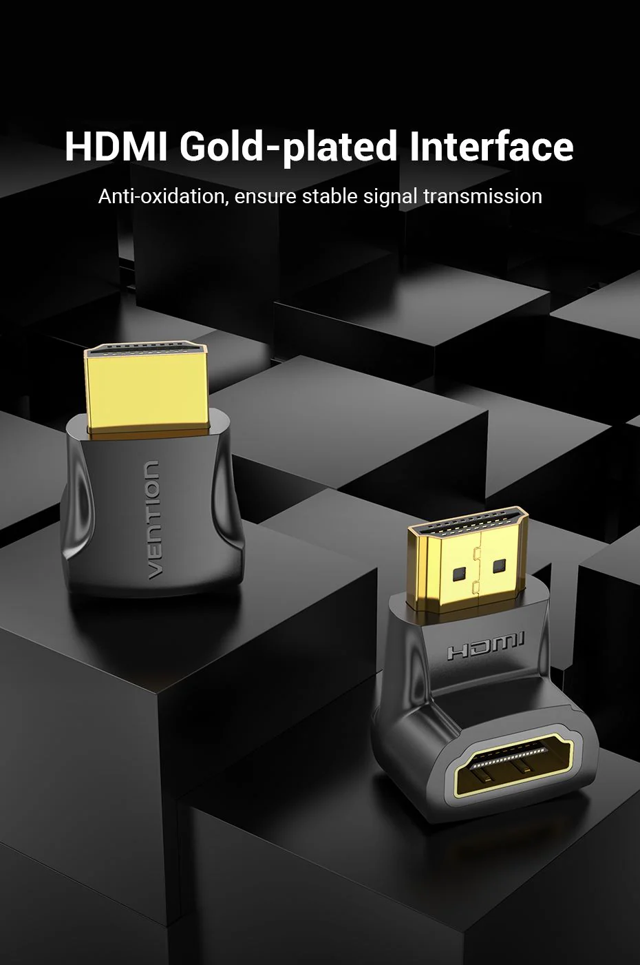 VENTION AIOB0 HDMI 90° Adapter VENTION AIOB0 HDMI 90° Male to Female Adapter 4K - UTECH