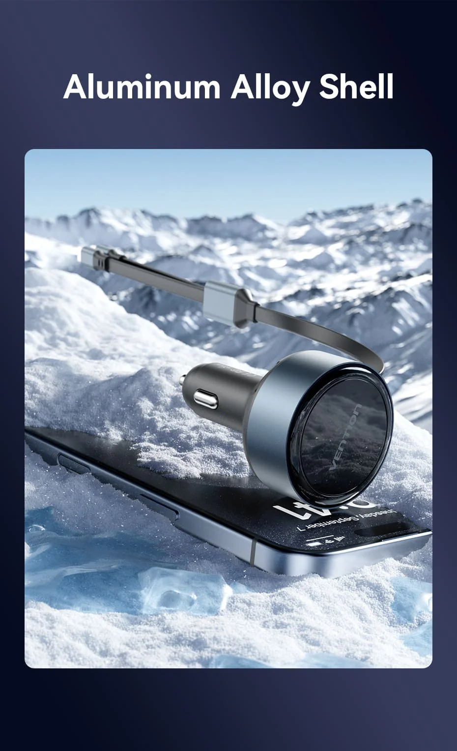 VENTION FFOB0 Car Charger with Built-In Cables VENTION FFOB0 Car Charger Built-In USB-C Lightning - UTECH
