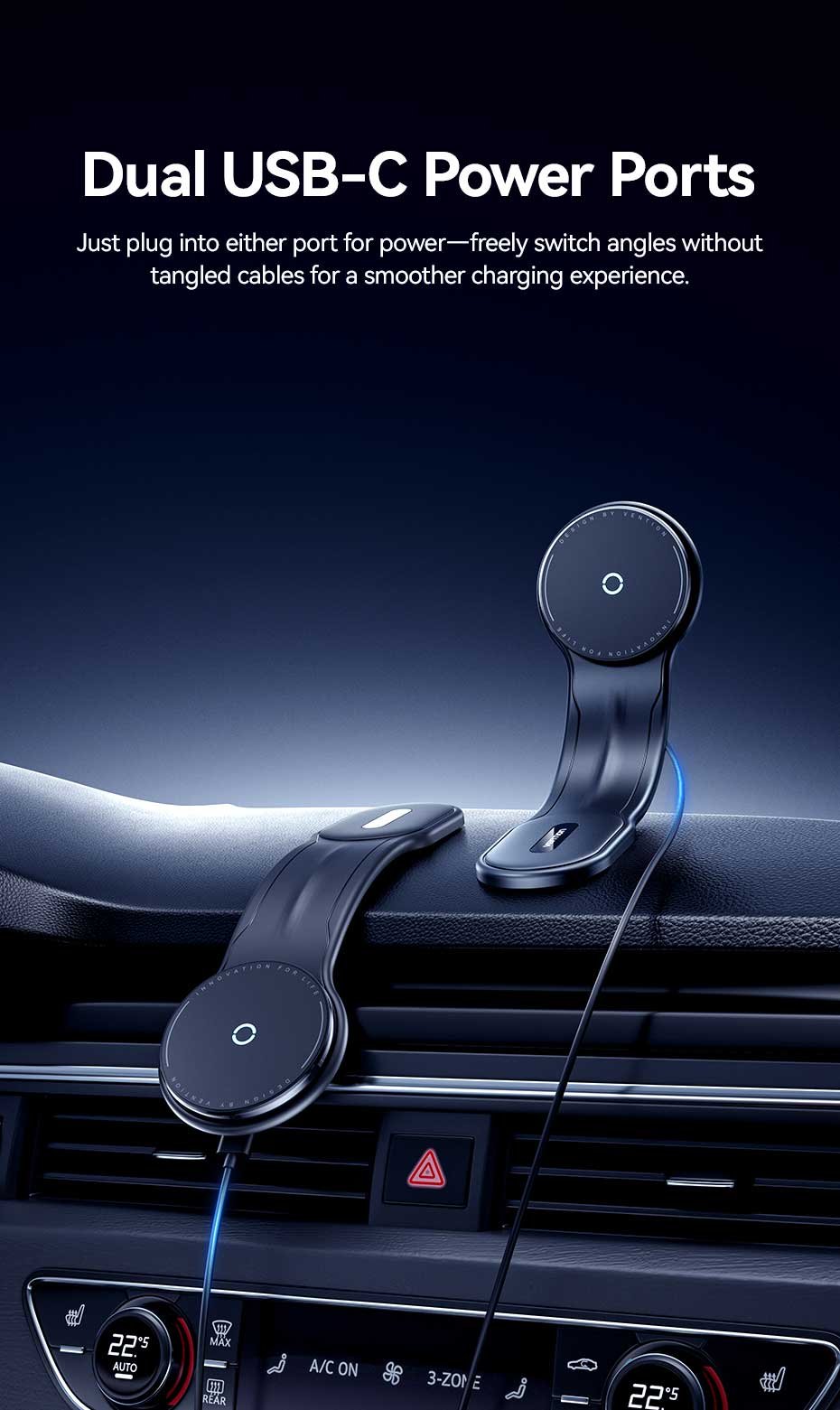 VENTION KSJB0 Wireless Car Mount Charger VENTION KSJB0 Wireless Car Mount Charger 15W Magnetic - UTECH