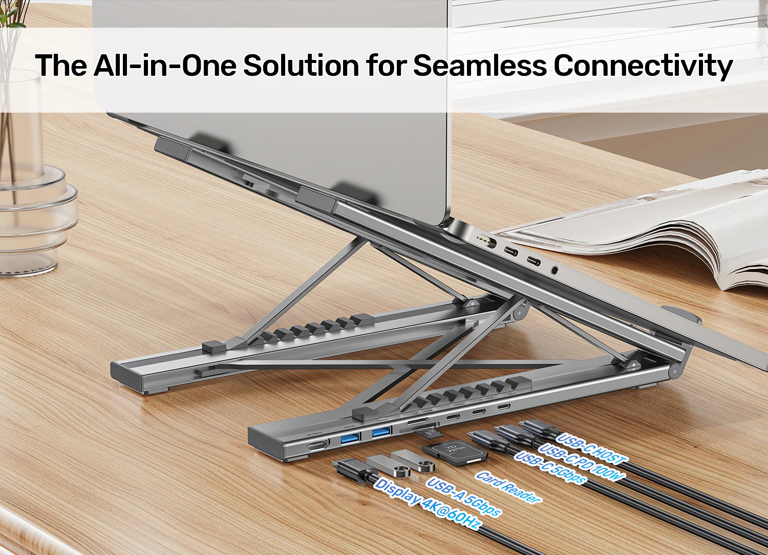 UNITEK Foldable Laptop Stand with Docking Station Price in Pakistan UNITEK D1137AGY01 Foldable Laptop Stand 7-in-1 Dock - UTECH