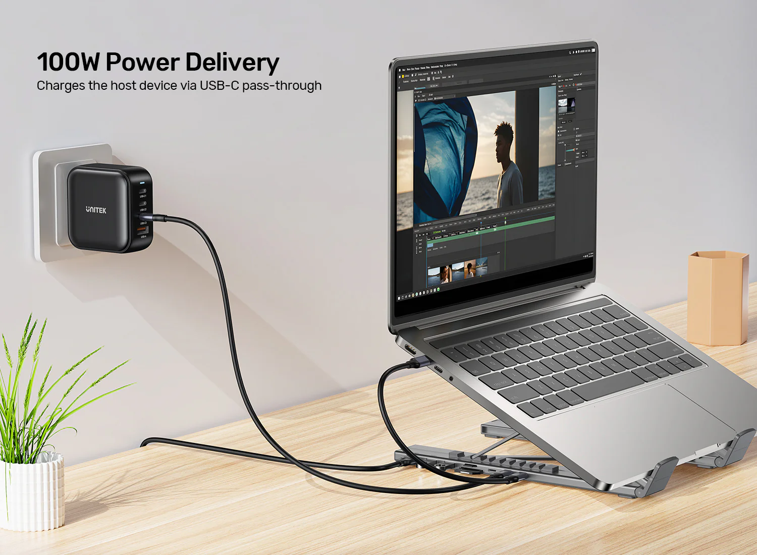 UNITEK Foldable Laptop Stand with Docking Station Price in Pakistan UNITEK D1137AGY01 Foldable Laptop Stand 7-in-1 Dock - UTECH