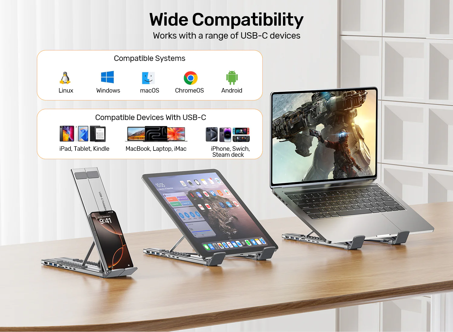 UNITEK Foldable Laptop Stand with Docking Station Price in Pakistan UNITEK D1137AGY01 Foldable Laptop Stand 7-in-1 Dock - UTECH