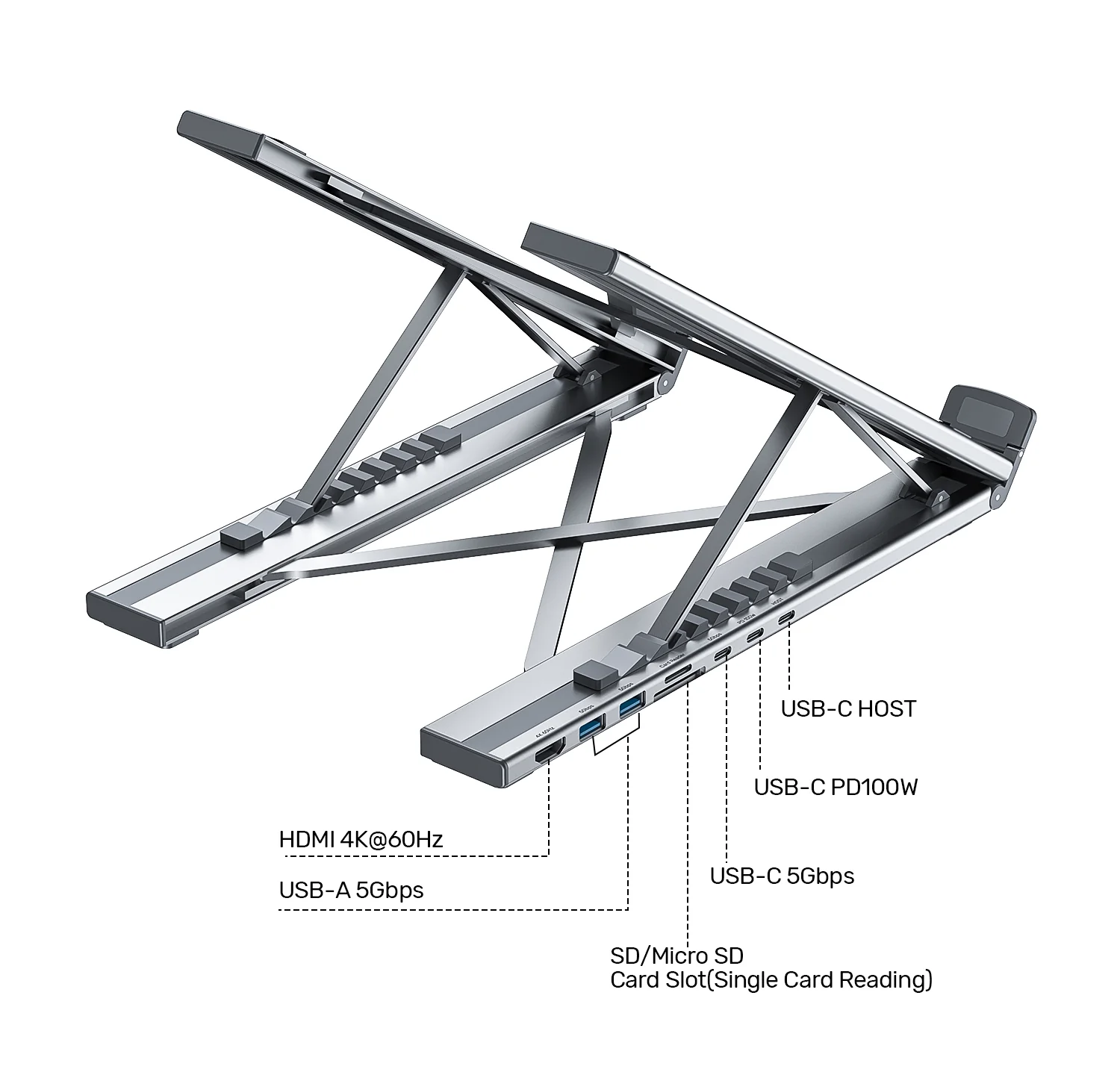 UNITEK D1137AGY01 Foldable Laptop Stand 7-in-1 Dock - UTECH