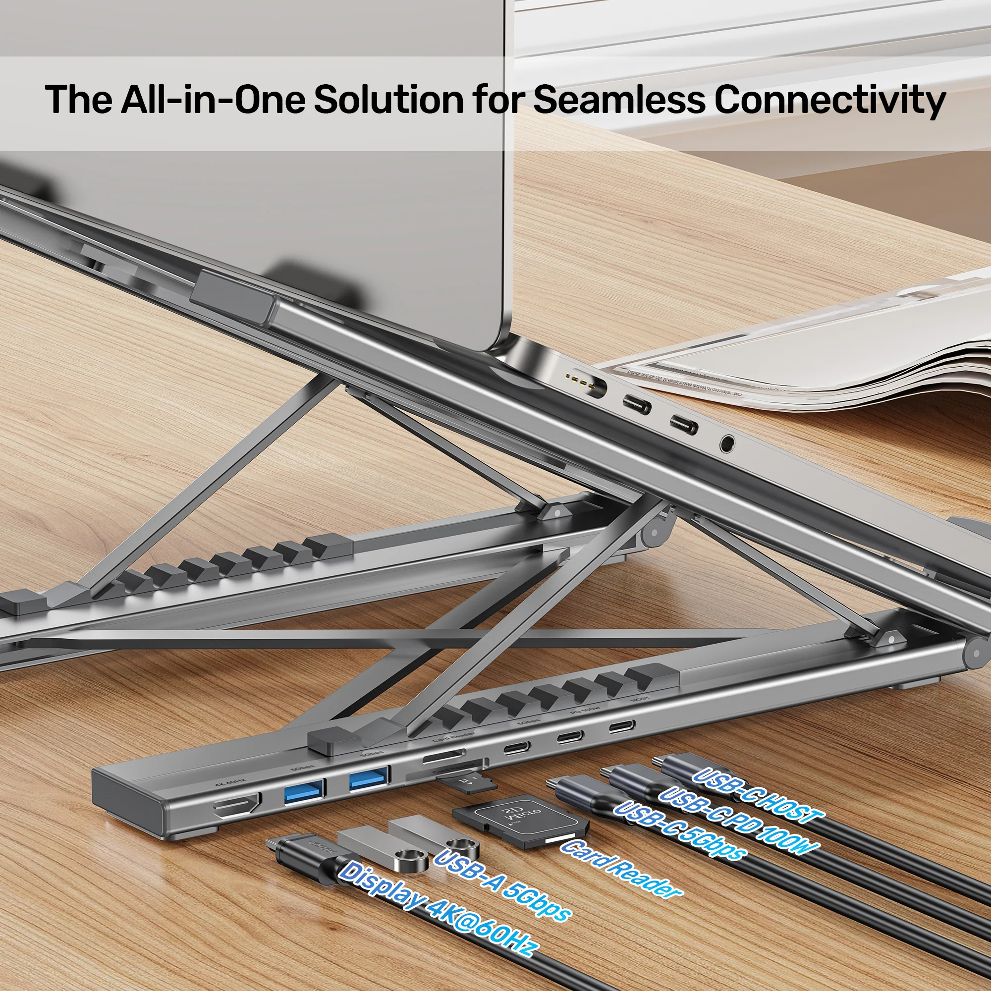UNITEK D1137AGY01 Foldable Laptop Stand 7-in-1 Dock - UTECH