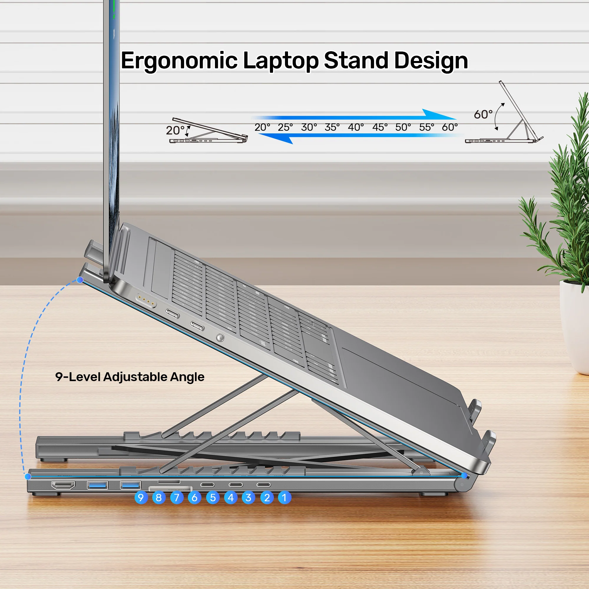 UNITEK D1137AGY01 Foldable Laptop Stand 7-in-1 Dock - UTECH