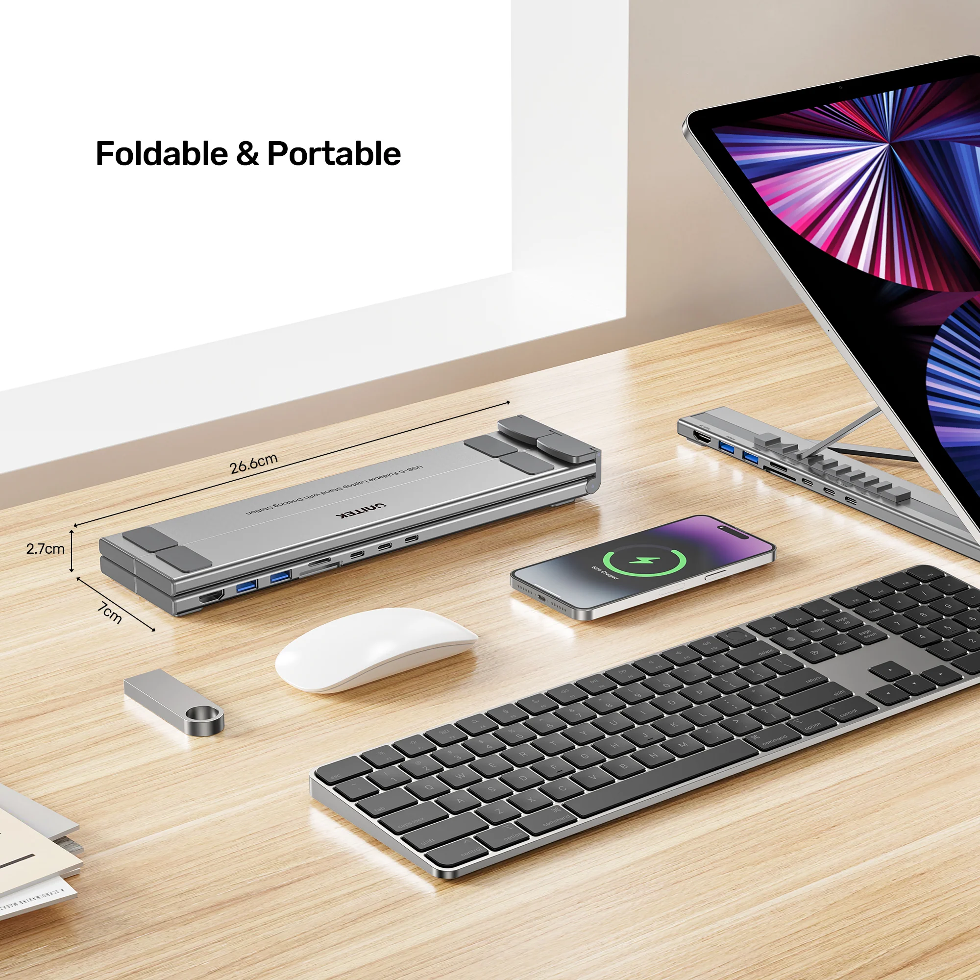 UNITEK D1137AGY01 Foldable Laptop Stand 7-in-1 Dock - UTECH