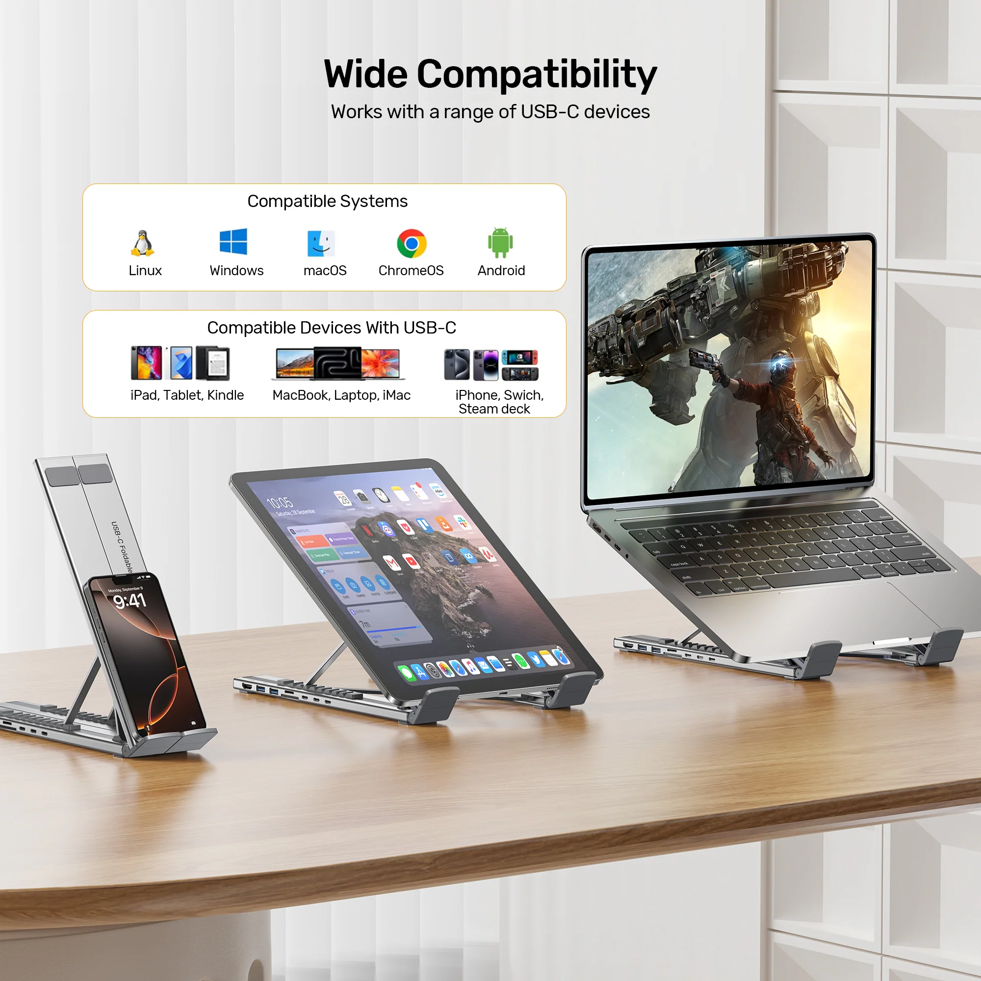 UNITEK D1137AGY01 Foldable Laptop Stand 7-in-1 Dock - UTECH