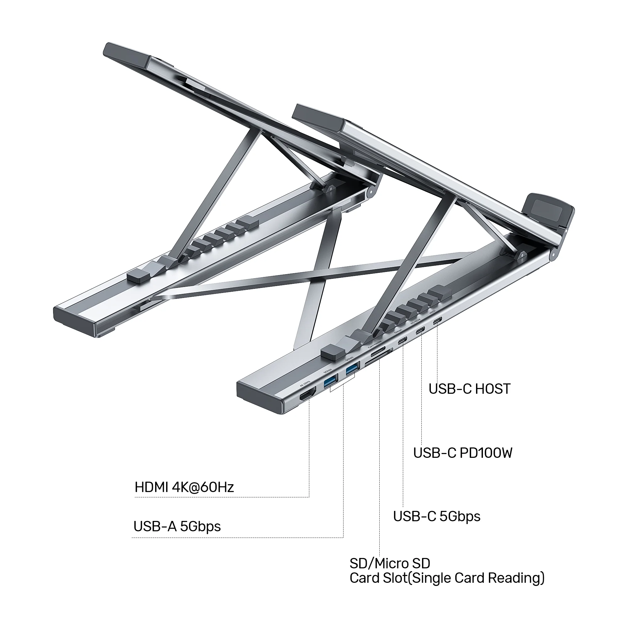 UNITEK D1137AGY01 Foldable Laptop Stand 7-in-1 Dock - UTECH