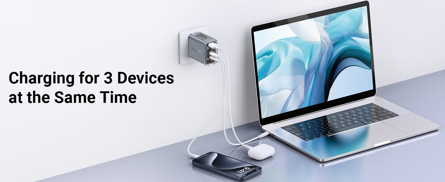 Acefast 65W GaN3 Charger Price in Pakistan Acefast A47 65W GaN3 3-Port Fast Charger - UTECH