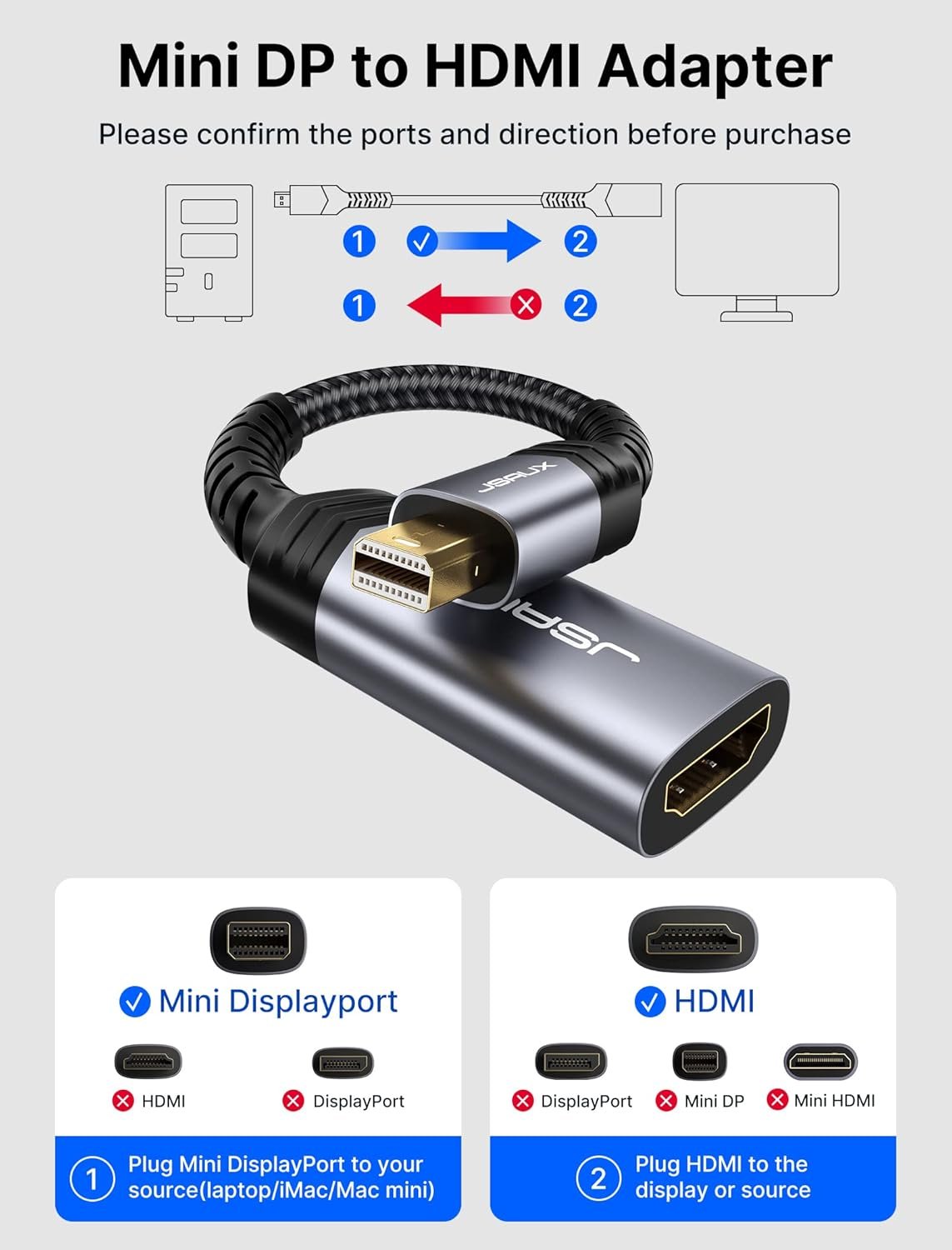JSAUX CV0020 Mini DisplayPort to HDMI Adapter - UTECH