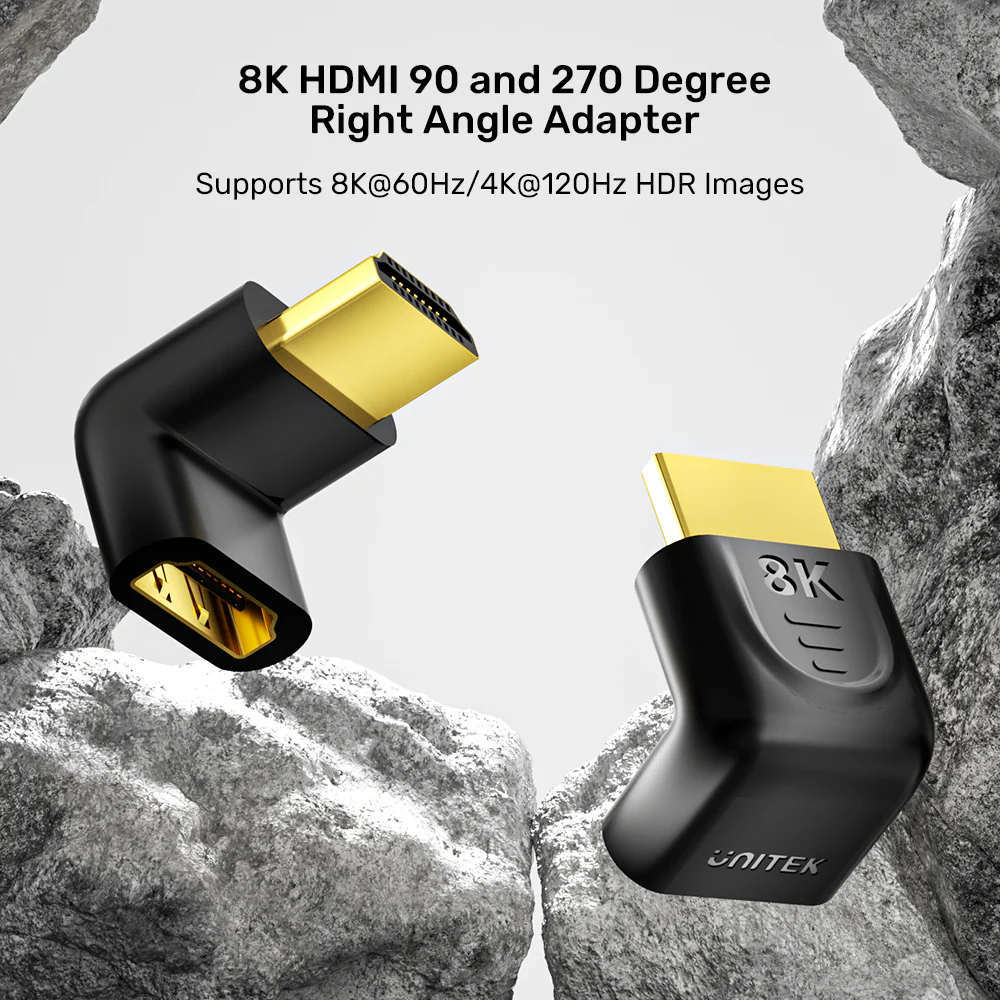 UNITEK OT142BK 8K HDMI Right Angle Adapter 90° - UTECH