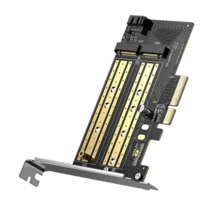 UGREEN 70504ย M.2 NVMe to PCI-E 3.0 Express Cardย with M.2 SATA Support, Multi-Layer PCBA, NVMe & AHCI SSD Adapter - UTECH