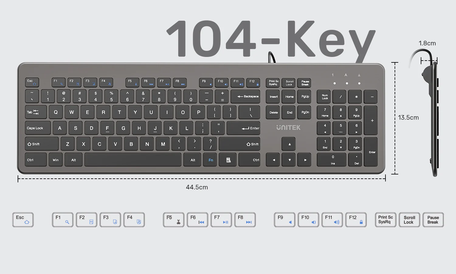 UNITEK Ultra Light Wired Keyboard Price in Pakistan UNITEK T052AGY01 SlimTap Ultra Light Wired Keyboard - UTECH